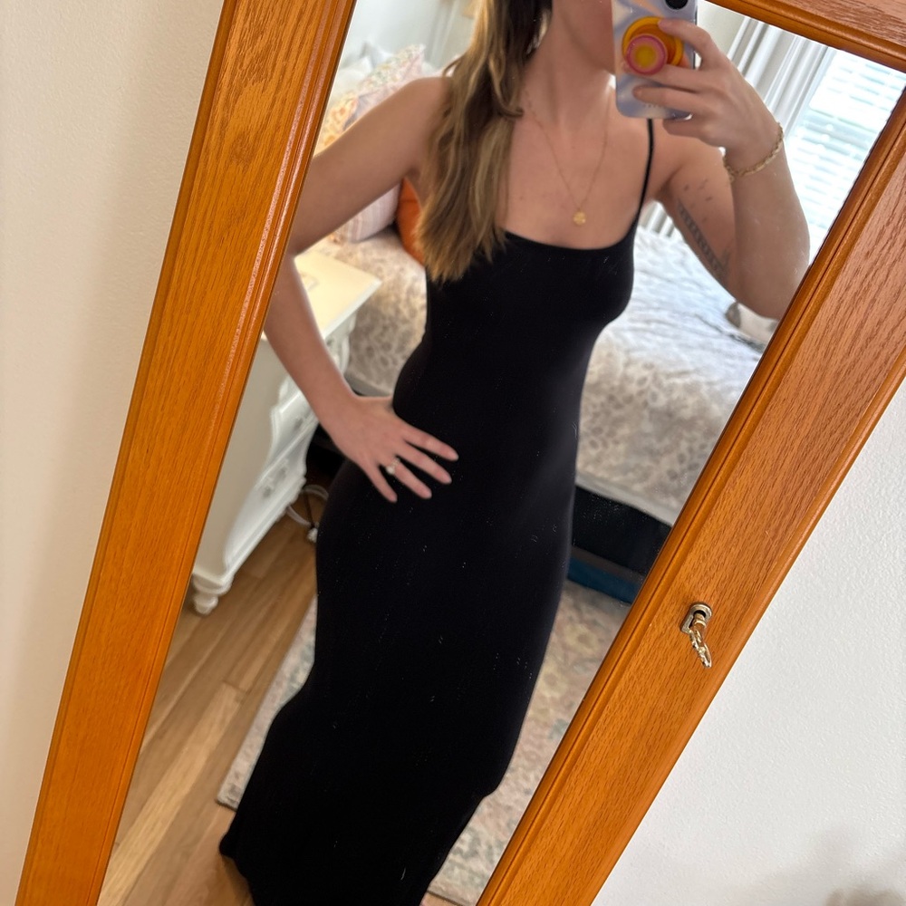 SKIMS Black Maxi Dress with Spaghetti Straps